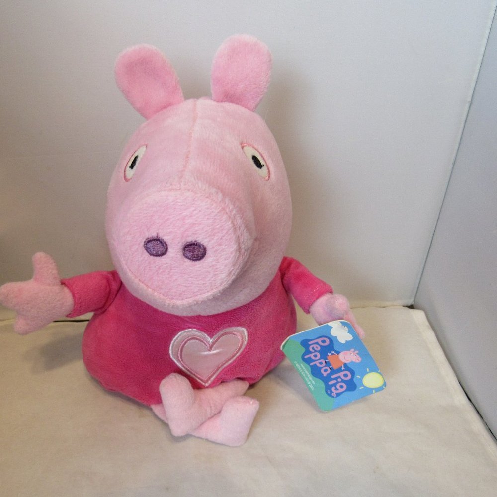 New Vtg Peppa Pig 10" Plush Animal Pink Shirt With Heart Great Valentine Gift!